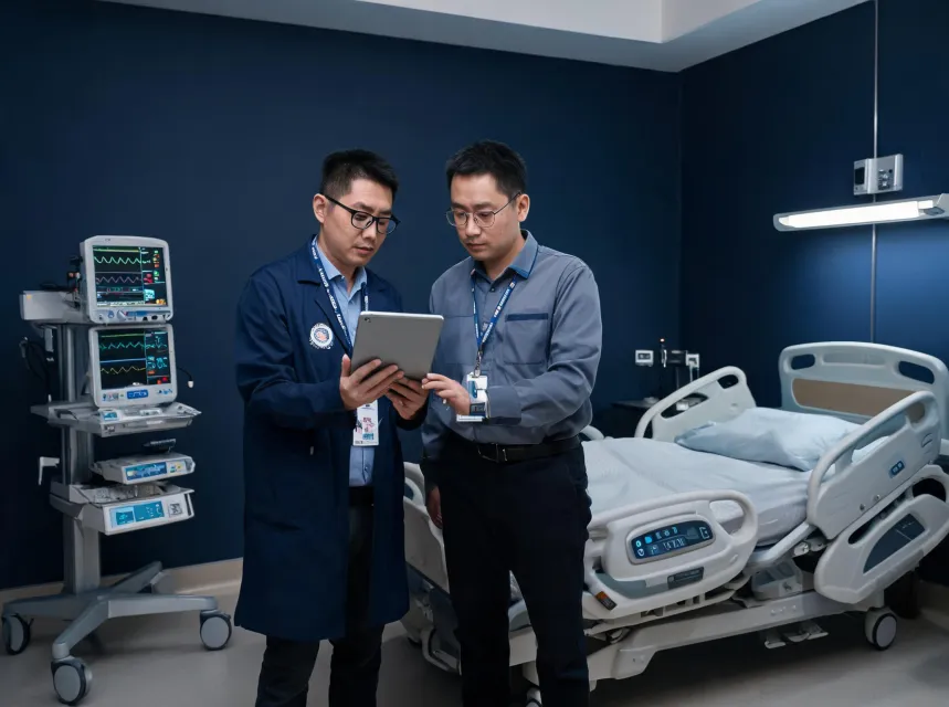 Clinical engineer advising hospital facility manager